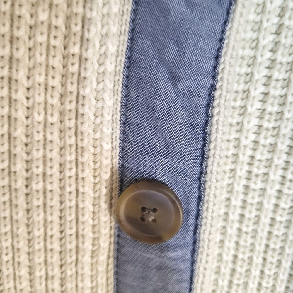 Tommy Hilfiger Men's ‎ Size L Cream Cotton Cardigan Sweater  Old Money Academia - Picture 4 of 12